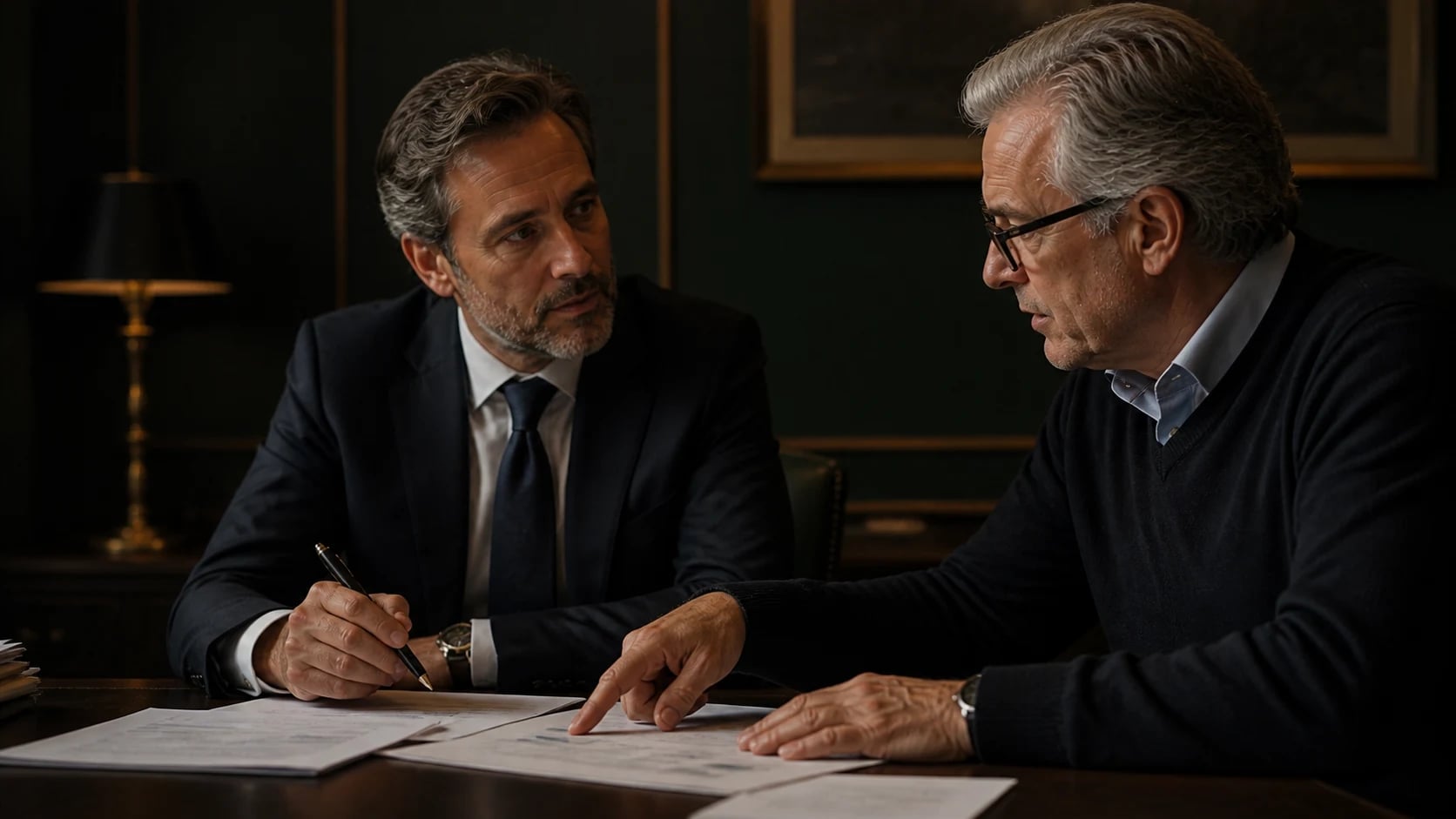 Conseiller en gestion de patrimoine échangeant avec un client entrepreneur