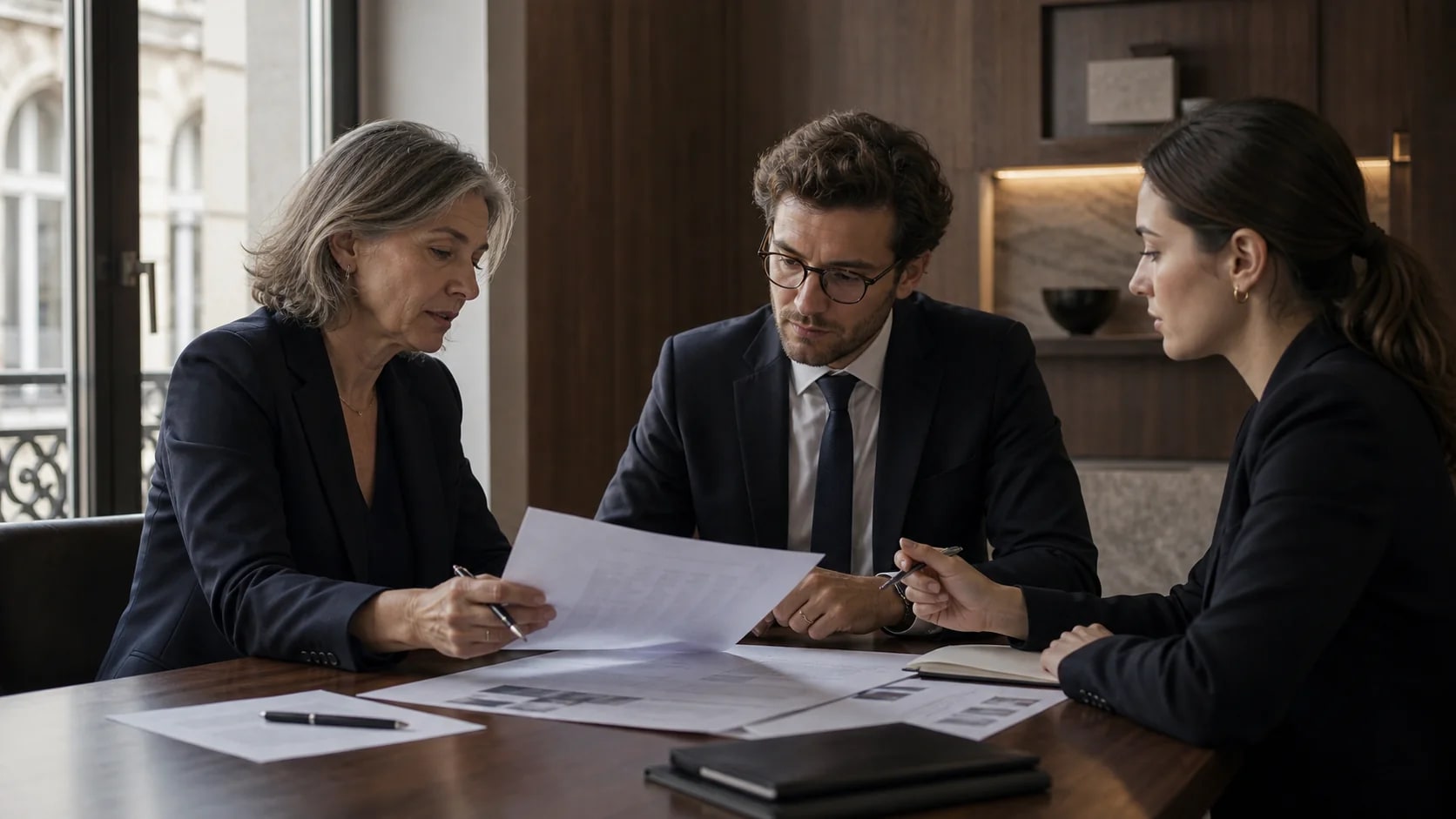 Associée, responsable business development et avocate préparant une proposition de cabinet d'affaires